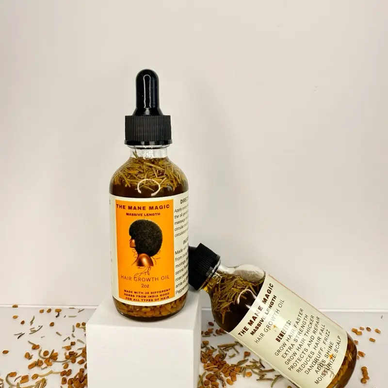 The Mane Magic Hair Growth Oil 2oz Haircare with 35 organic ingredients to stimulate and promote healthy and hair growth