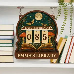 Books Read Tracker – Books Read This Year Counter, Personalized Bookshelf Decor with Name, Custom Reader Gift, Birthday Gift for Book Lovers