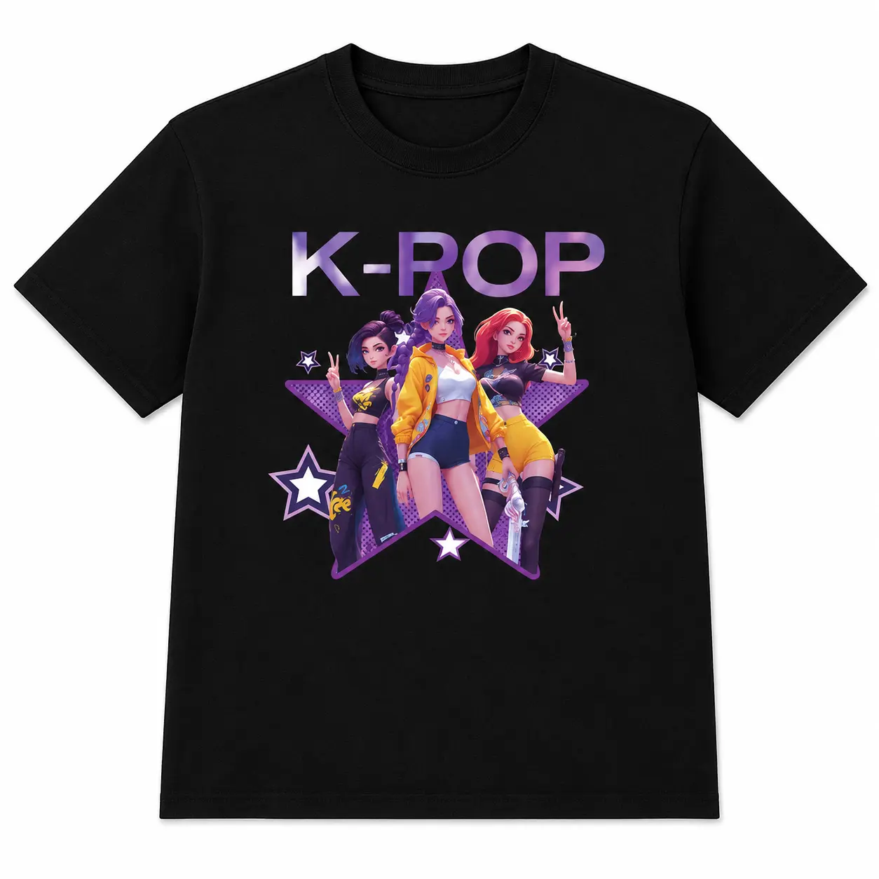 Women's KPOP Idol Anime Print T-Shirt, Casual And Comfortable, Versatile Fashion For Spring And Summer, Perfect Gift For Best Friends, Family, And Holidays