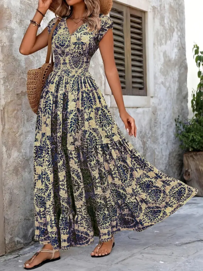 Women's Long Sleeve V-Neck Dress, Loose-Fitting Casual Style, Perfect for  Daily Wear & Special Occasions, Comfortable Design - TikTok Shop