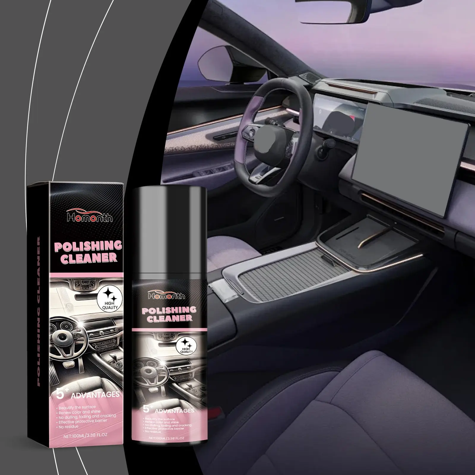 Car Interior Polishing Agent, Car Interior Polish Renewal Cleaning Maintenance Protection Shine, Anti-Soil Care, Car Cleaner, Car Detailing Products, Car Detailer