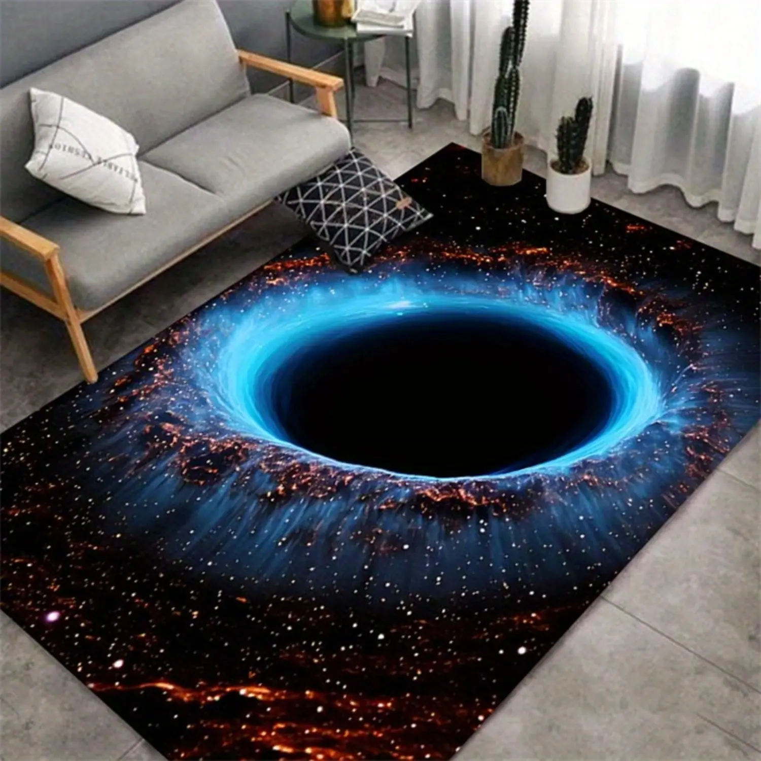 3D Black Hole Galaxy Universe Large Area Rug Soft Absorbent Diatomite Material with 100% Non-Slip Rubber Backing Soft Diatomite Quick-Dry Floor Mat with Stunning Optical Illusion Design Suitable for Laundry Rooms, Bathrooms, Kitchens, Living Rooms