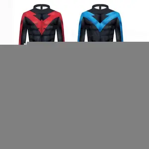 Superhero Nightwing Unisex Adults Cosplay Zentai Bodysuit Dick Grayson 3D Jumpsuit Costumes Halloween Kids Party Catsuit Spandex