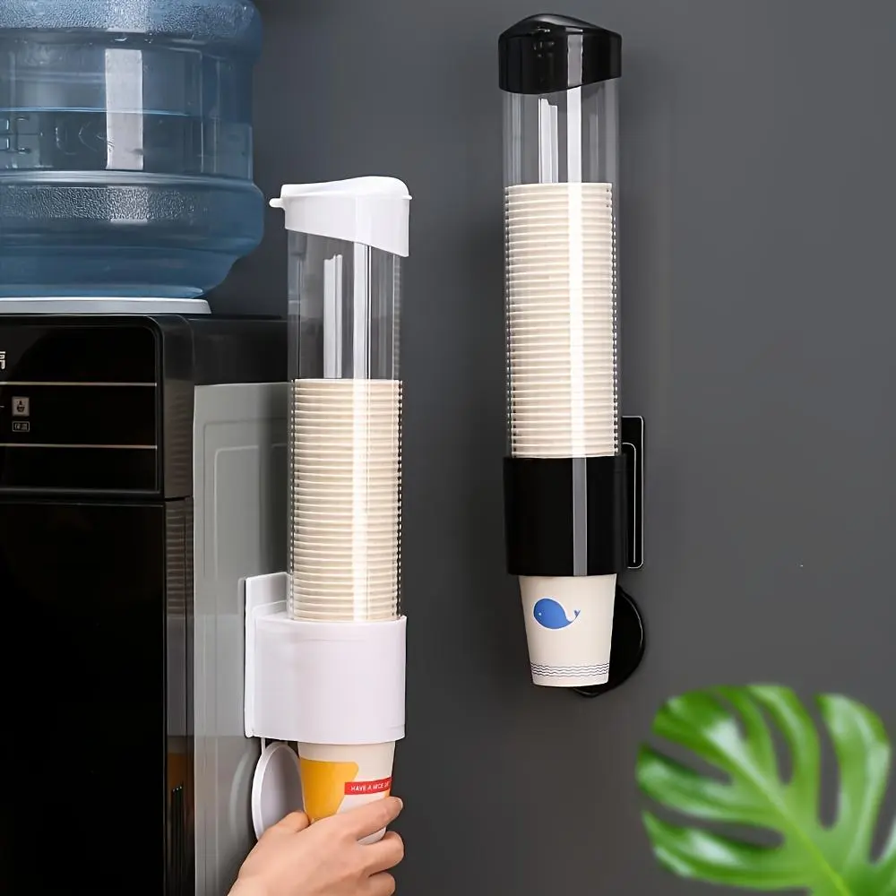1pc Wall Mounted Disposable Paper Cups Holder, Dispenser Automatic Cup ...