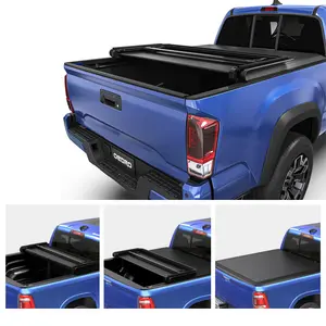 5ft Bed Soft Tri-fold Truck Bed Tonneau Cover Compatible with 2016-2023 Toyota Tacoma, Fleetside with Track Rail System(Excl. Trail)
