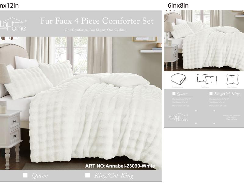 Luxury Thickened Faux Fur 4-Piece Comforter Set - Plush Bedding with Shams & Cushion, Multi-Color Options, Queen & King/Cal-King Sizes, Green