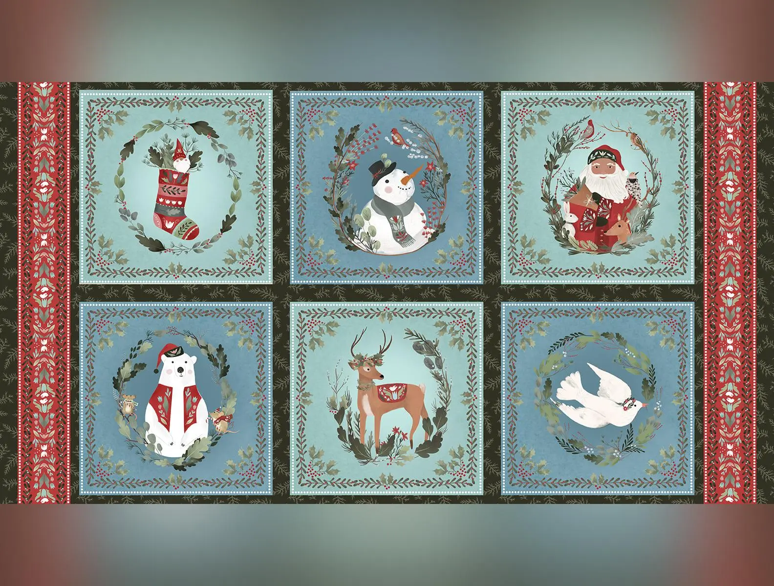 Glad Tidings We Bring | Christmas Blocks Panel Blue by Laura Konyndyk for Blank Quilting | 3355-70
