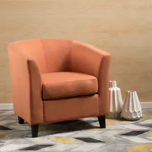 30.50x29.00x29.75 Inch Orange Fabric Club Chair, Modern Upholstered Accent Armchair, Single Leisure Sofa Chair with 19 Inch Seat Height, Light Assembly for Living Room Bedroom Decor