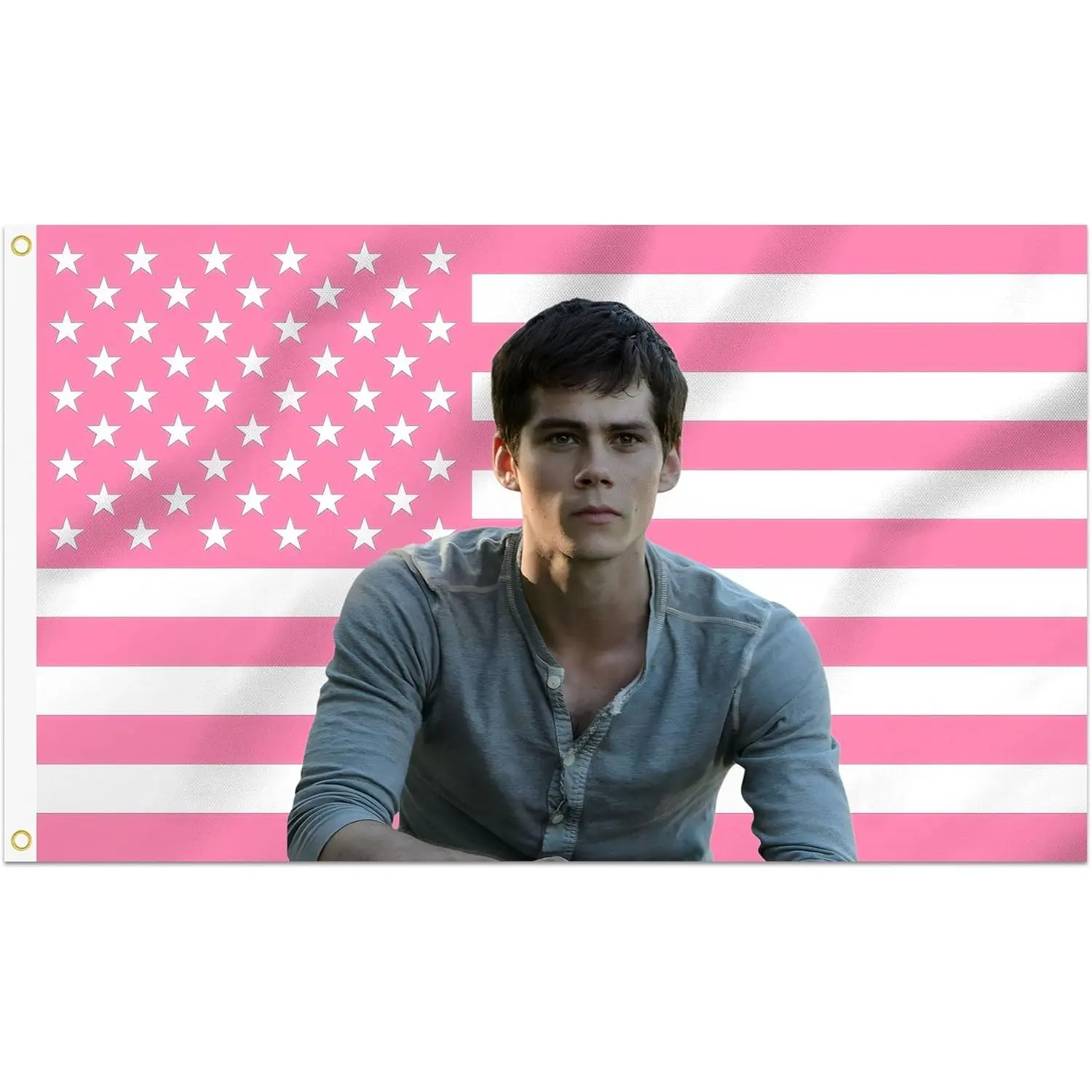 Dylan O'Brien Teen Wolf Colorful Rectangular Tapestry Flag - 60x40in Brightening Digital Print Luminous Stripe Rolling Design, 2 Brass Grommets, Double Stitched, Soft Fabric, Machine Safe, Easy to Clean, Indoor/Outdoor Wall Hanging Christmas Gift