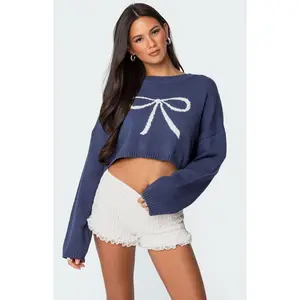 Edikted Women's Knit Bow Cropped Sweater