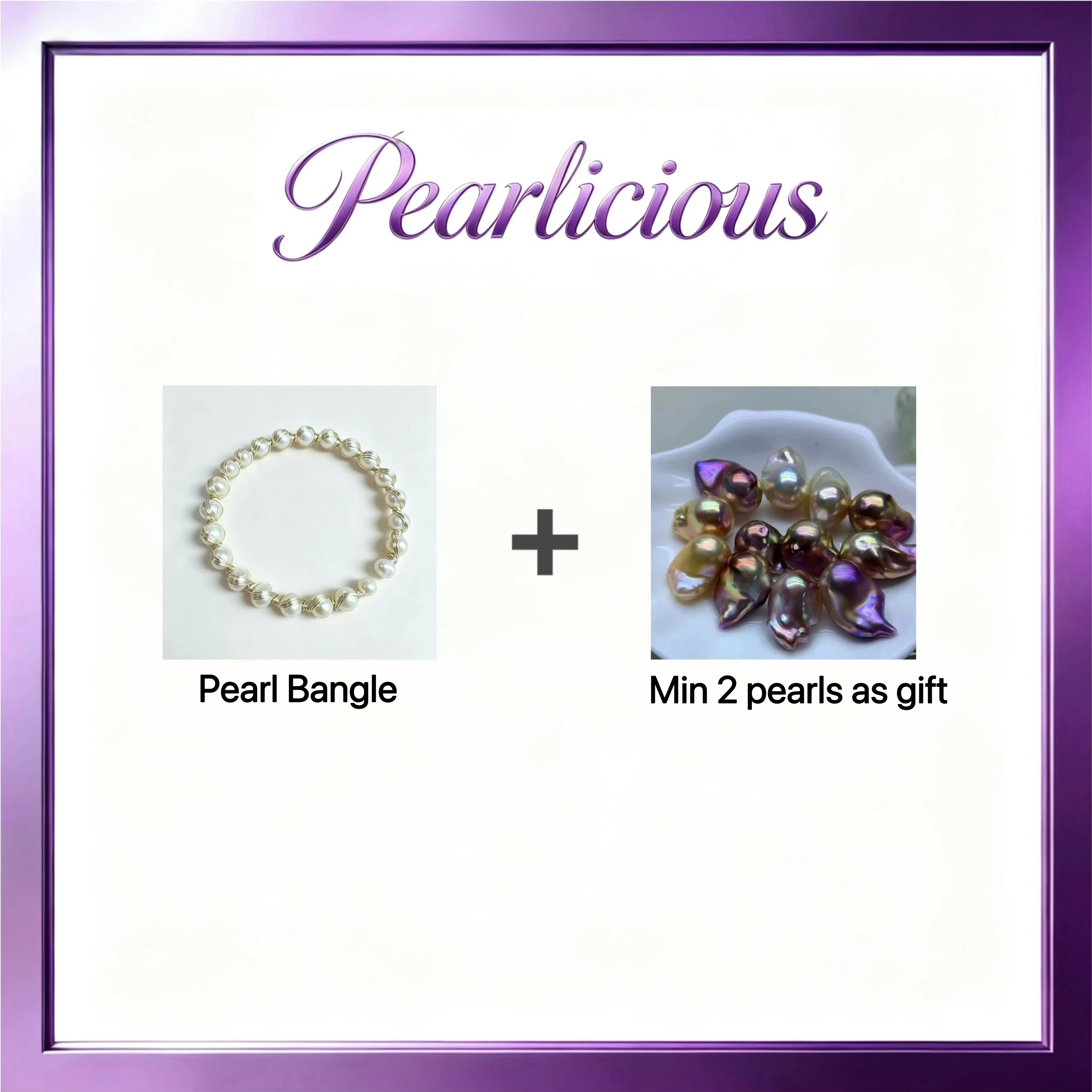 Pearl bangle with Freshwater Royal King Pearl Gift (2 Pearl)[live opening] / Freshwater Pearl bangle Random Pearl Color In Jewelery