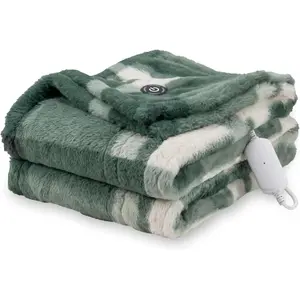 Reversible Electric Heated Throw Blanket Grace Fur to Loftmink 4 Heat Levels Fast Heating Auto Shut-Off for Couch Bed 50"x60"
