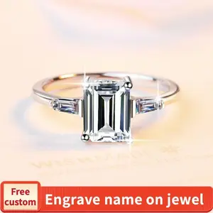 S925 Sterling Silver Grandmother Cut Ring/2 Karat/Synthetic Moissanite Ring fashion jewelry accessory woman girl promise ring-199