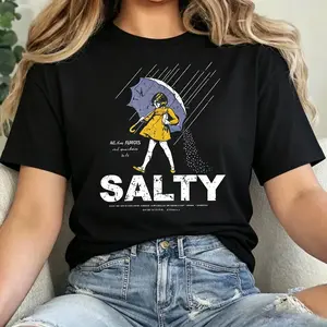 Female customers: Please select one size smaller when ordering.Unisex Salty Style Print Round Neck Tee Vintage Trendy Casual Short Sleeve Summer Daily Wear Breathable Cotton Top Slim-Fitting Figure-Flattering
