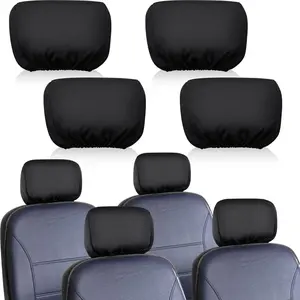 4 Pcs Universal Car Headrest Cover Soft Car Seat Rest Cover Protector Fabric Head Rest Coverings For Truck,Auto(Black)