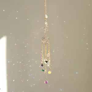 Crystal Sun Catcher, Artificial Crystals Suncatcher Hanging Pendant, Handmade Rainbow Maker Indoor Outdoor Decor for Window Bedroom Courtyard Garden, Bless Gift