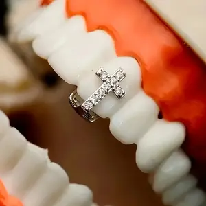 A Set Of 2 Punk Flashy Hip-hop Bronze oth Accessories, Halloween Accessories, Fashionable Couple Accessories Ceramic Braces Teeth Braces