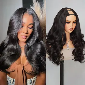 [Updated with Drawstring] Recool Hair 100% Brazilian Virgin Hair Layers U Part Butterfly Loose Body Wave/Straight Glueless Wigs Human Hair for Women Beginner Friendly