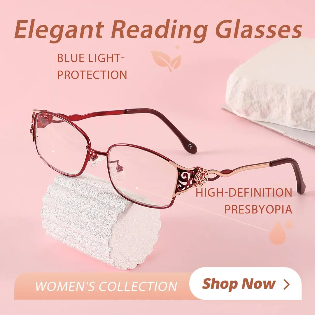 Women's 2026 New 2-in-1 Blue Light Blocking Multifocal Eyeglasses, Fashionable Purple Frame, Optical Lens with 100-400 Multiple Diopters, Eyeglass Case for Women's Reading Tasks, Eyeglasses For Women, Multifocal Vision