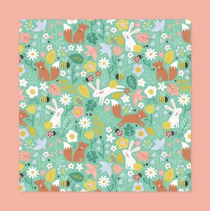 Bunnies and Foxes Floral Canvas