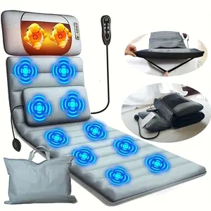 Comprehensive Massage Mat Featuring Heat And a Portable Shiatsu Neck And Back Massager, This Enhanced Massage Mattress Pad Comes Equipped with 10 Vibration Motors, 2 Heating Pads, And 9 Massage Settings, Perfect for Relaxing,deep tissue massage tool