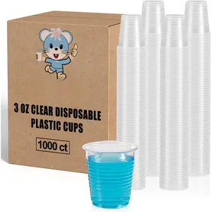 1000 PACK 3 oz Clear Plastic Cups, 3 Ounce Disposable Plastic Bathroom Cups for Tasting, Drinking