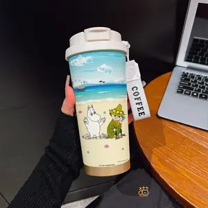 530ML/ 17.92oz Moomin & Snufkin Beach Scene with Shells Pattern Print Phone CaseCoffee mug with straw and lanyard | 316 stainless steel, keeps drinks hot & cold | Portable travel & sports cup | Ideal for home and outdoor activities.