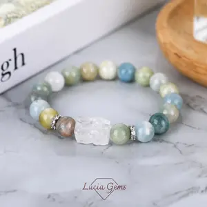 Sage Bloom Morganite Bracelet - Natural Crystals Gemstone - Free Deluxe Gift Box - Anxiety-Relief Healing Crystal Success - Triple Protection- Black Friday Deal- Holiday Gift - Christmas Gift - Trending ltem Under $30