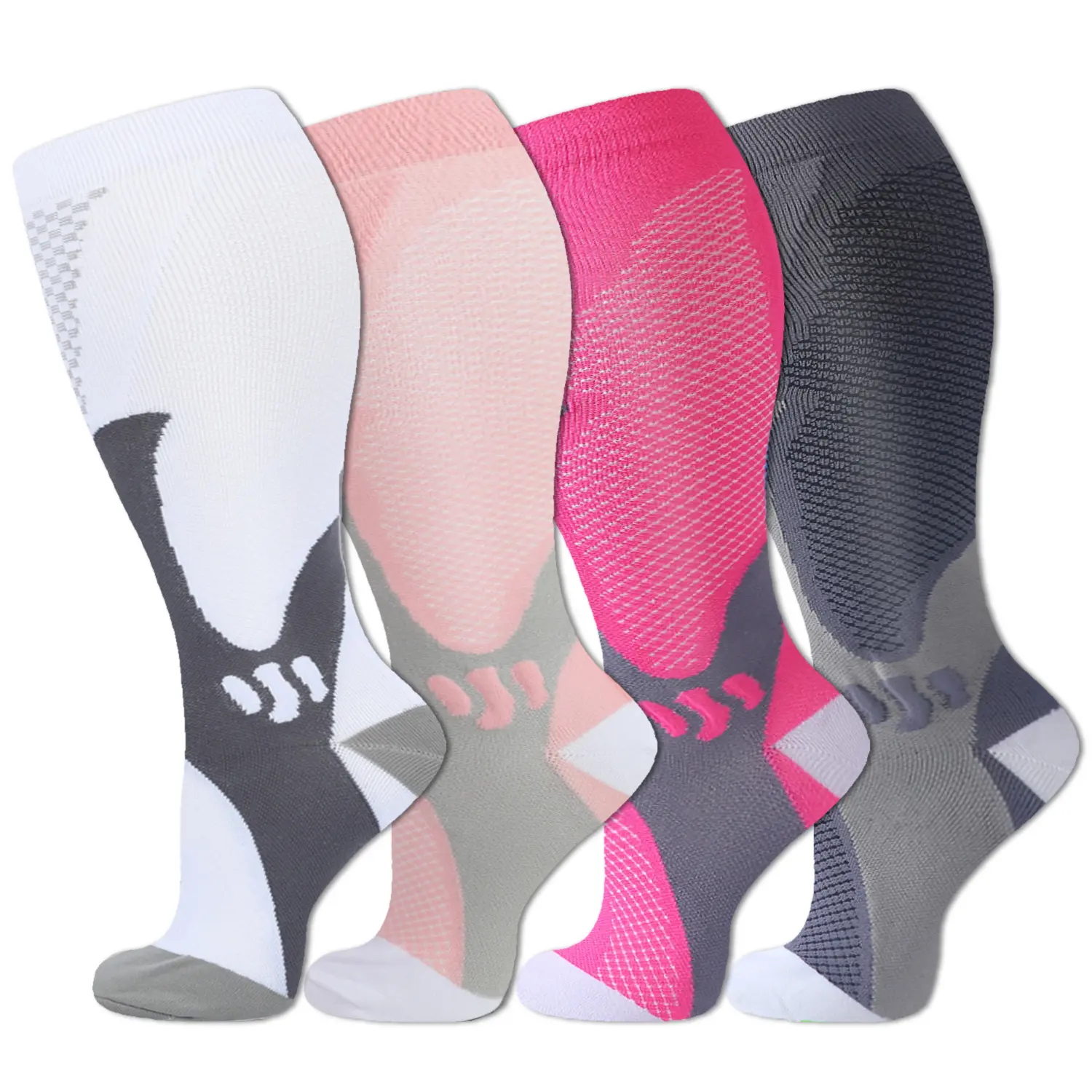 ISUNIE Plus Size Compression Socks for Women & Men, 3/4 Pairs Wide Calf Knee High, Graduated Support, Breathable & Comfortable for Swelling Relief, Leg Fatigue, Work & Everyday Wear,Spring,Mid-Year Limited-Time Deal
