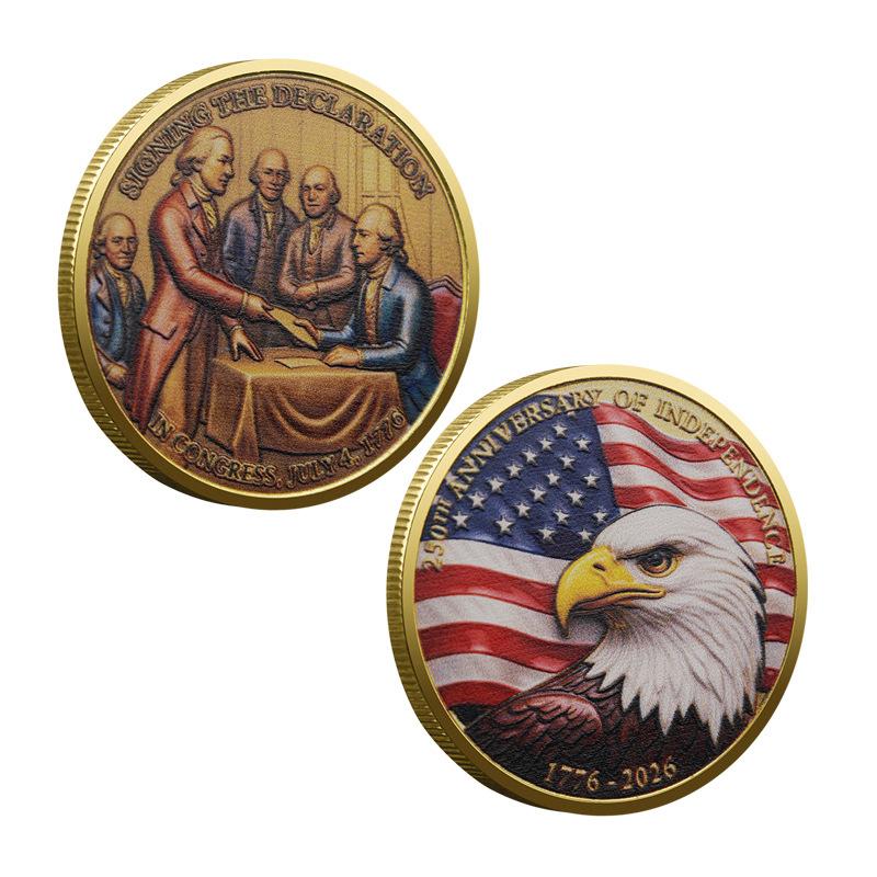 10pcs Comes with Individual Acrylic Round Case Packaging, 250th Anniversary of Independence Commemorative Coin from the USA