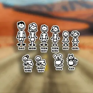 1PC Customizable-Style Full Family + Pet Lineup Car Sticker, Decal for cars, For Car Bodies, Rear, Combinable Family Member/Pet Icon Decor, Create Warm Family Vibe, Carry "Entire Family On The Go" Presence