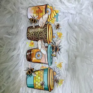 Bee & Honey Jar Wraps for Cups or Tumbler - Vibrant Design with Bees and Daisies - Perfect for Personalized Gifts