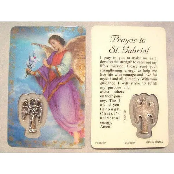 Archangel Gabriel Prayer Card with Medal