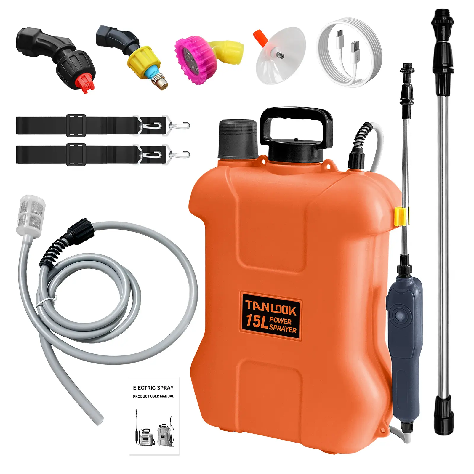 Tanlook Backpack-Type Portable Electric Garden Sprayer, 3.5 Gal Tank, 80 PSI Battery-Powered, Shoulder Strap, Telescopic Wand for High Area Reach & Versatile Reach, 4 Nozzles for Gardening Tools