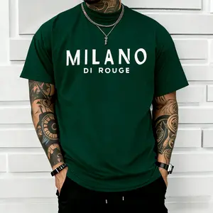 Milano men's shirt, Italian Milano print T-shirt, pure cotton T-shirt, comfortable and soft fabric, simple and stylish, suitable for travel.