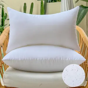 12 x 20 Set of 2 Waterproof Outdoor Lumbar Throw Pillow Inserts White Rectangle Sofa Cushion Stuffer for Couch Porch Patio Furniture Decor