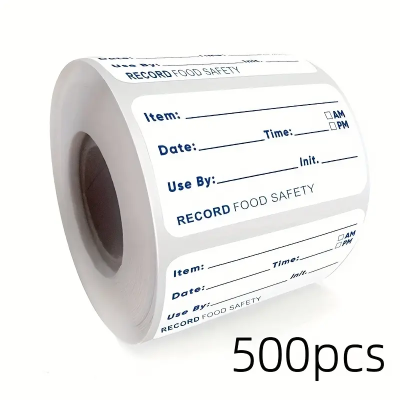 500-sheet pack of kitchen date stickers, refrigerator labels, food storage contents labels, self-adhesive labels