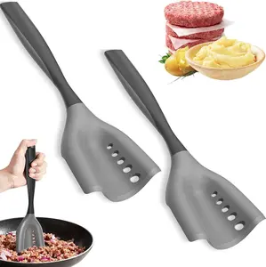 PGYARD Meat Spatula Chopper Ground Beef Masher Heat Resistant Silicone Hamburger Smasher Tool Non Stick Meat Masher for Ground Beef and Potato Mix Tool, Kitchen Utensil