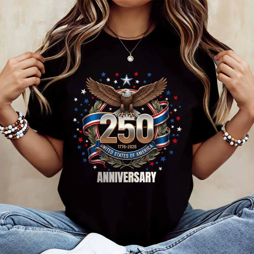 American Eagle 250th Anniversary United States Of America 1776 2026 T-Shirt Women Casual Short Sleeve Top
