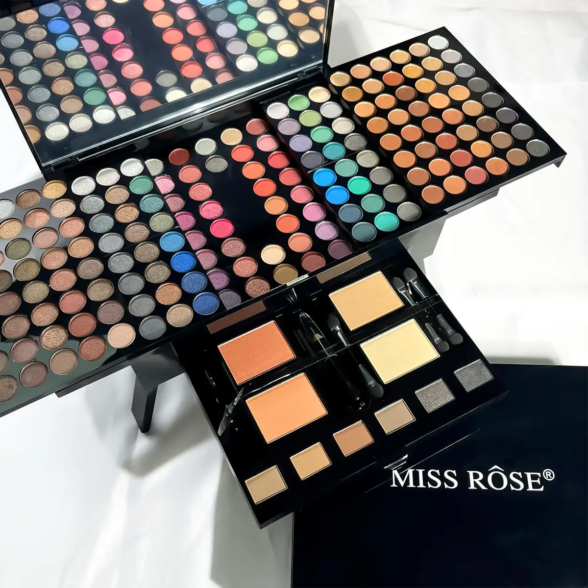 MISS ROSE 187 Color All in One Makeup Palette Gift Set, Eyeshadow Blush Face Powder and Concealer Kit with Brushes, Sponge Applicators and Eyeliner Pencil，Valentine's Day, Mother's Day, the best gift for your girlfriend/mother