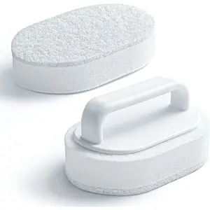 Handle Bath Tub Scrubber, Non Scratch Bathroom Scouring Pad, Bathtub Scrubber Soap Scum Remover For Shower Tile, Grout, Sink, Pool, Step & Corner, Heavy Duty Cleaning Sponge Scrub, 2 PCS