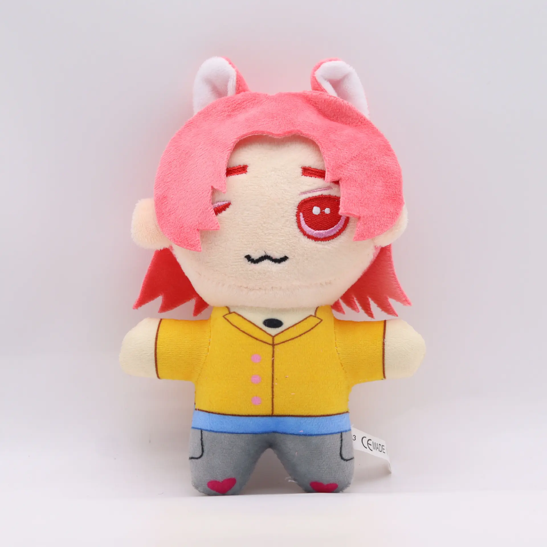 Pink hair print yellow dress girl