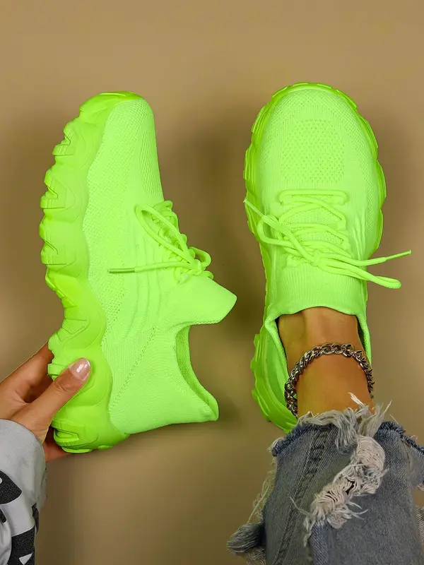 2024 Summer Lace-up Low Top Slip on Women Sneakers, Comfortable Ankle Socks Shoes, Knit Sports Running Shoes, Back To School Women's Workout Sneakers As Gift, for Fall Outfit 1