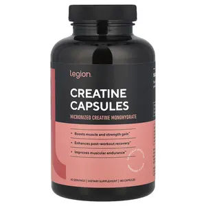 Legion Athletics Creatine, 180 Capsules (833 mg per Capsule)