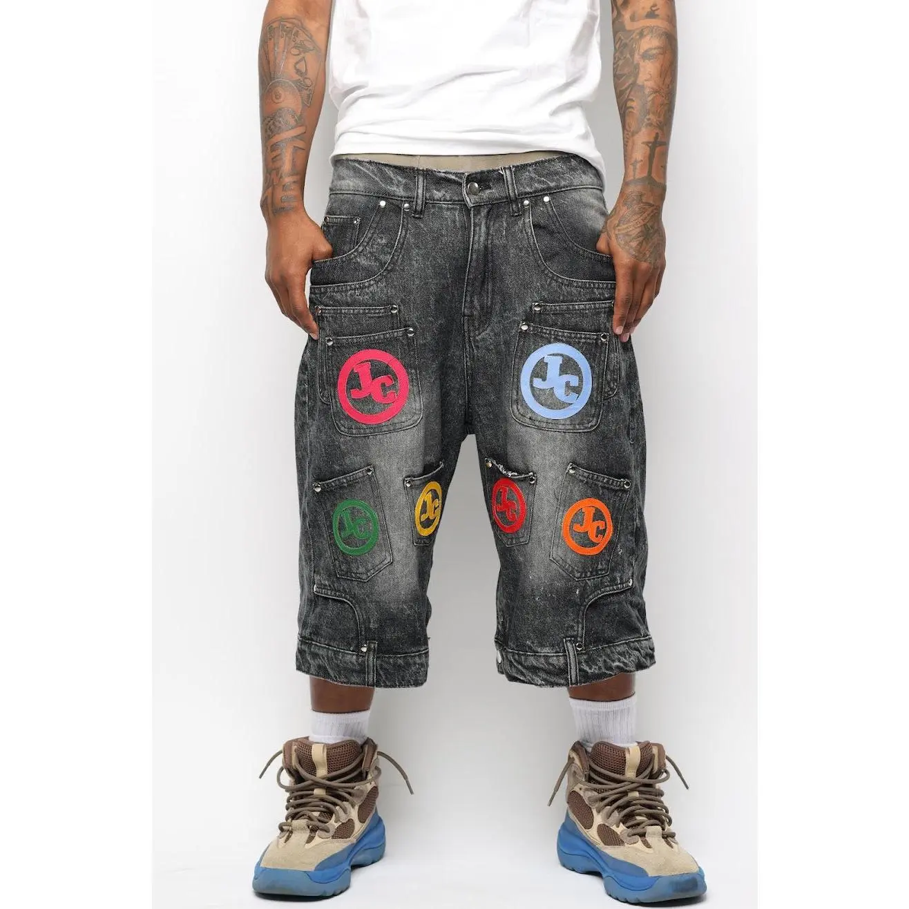 JADED DEMIN POCKET JORTS