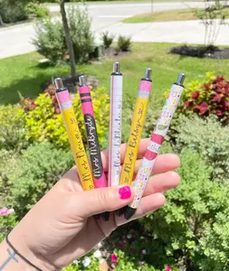 Glitter teacher gel pen | personalized pen | Pencil pen | crayon pen | Notebook paper pen | Apple pen | teacher gift | Teacher appreciation