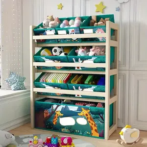 Solid Wood Toy Rack Storage Box Organizer Cabinet, Suitable for Toys, Books, and Clothes - Perfect for Playrooms and Bedrooms