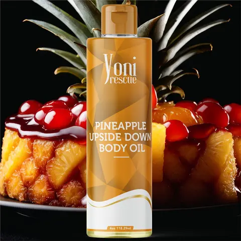 Pineapple Upside Down Body Oil, 4oz, with Apricot, Jojoba, Avocado Oils & Vitamin E Oil, Fast-Absorbing, Nourishes and Hydrates Skin, Skin Repair, Body Care, Ideal for All Skin Types, Tropical layer Fragrance Moisturizer Hydrating Moisturizing