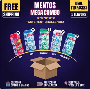 Mentos Gum Mega Combo Deal 5 Flavors 2 Each (10 Tubes)