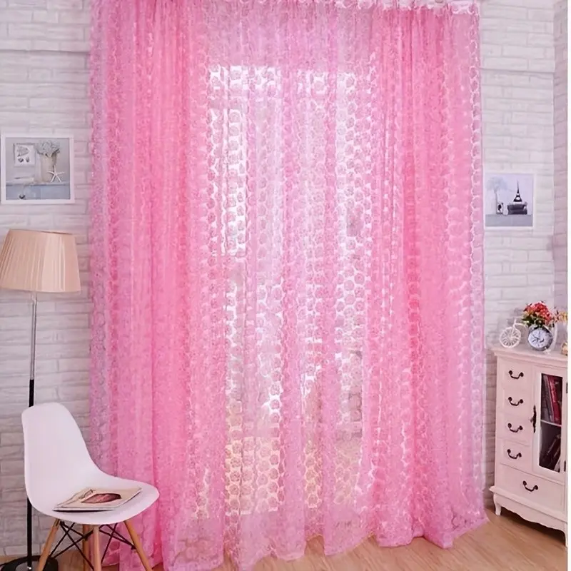 Dreamy Princess Rose Print Curtains, Window Curtains, Home Decorative Curtain, Breathable Drapes with Multi-Function Hooks, Washable, Suitable for Living Room, Bedroom, Study, Balcony